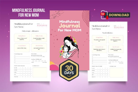 Download Mindfulness Journal for New Moms 30 Days - Day Collection