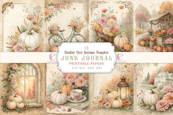 Download Shabby Chic Autumn Pumpkin Junk Journal - Premium Resources