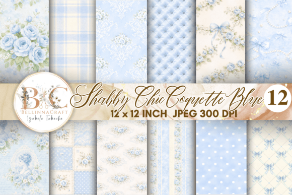 Download Shabby Chic Coquette Blue Digital Paper - Premium Bundle