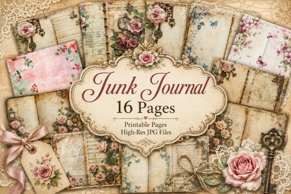 Download Shabby Chic Roses Junk Journal Pages - Shabby chic Collection