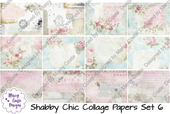 Download Shabby Chic Collage Papers Set 6 - Shabby chic Collection