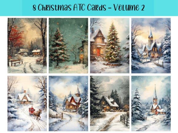 Download 8 Christmas ATC Cards for Junk Journals - Junk journals Collection